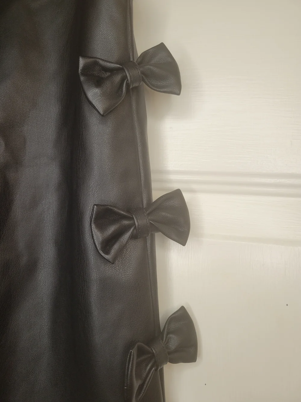Zara Black Faux Leather A-Line Dress with Side Bows